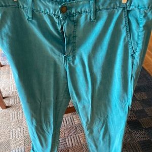 Cosmic blue love. Teal capri pants.